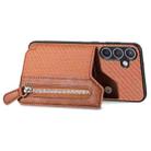 For Samsung Galaxy S24+ 5G Carbon Fiber Horizontal Flip Zipper Wallet Phone Case(Brown) - 2