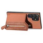 For Samsung Galaxy S24 Ultra 5G Carbon Fiber Horizontal Flip Zipper Wallet Phone Case(Brown) - 2