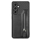 For Samsung Galaxy S23 FE 5G Carbon Fiber Horizontal Flip Zipper Wallet Phone Case(Black) - 1