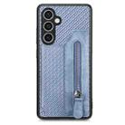 For Samsung Galaxy S23 FE 5G Carbon Fiber Horizontal Flip Zipper Wallet Phone Case(Blue) - 1