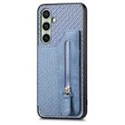 For Samsung Galaxy A36 Carbon Fiber Horizontal Flip Zipper Wallet Phone Case(Blue) - 2