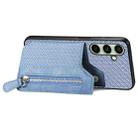 For Samsung Galaxy A36 Carbon Fiber Horizontal Flip Zipper Wallet Phone Case(Blue) - 3