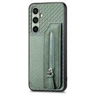 For Samsung Galaxy A56 5G Carbon Fiber Horizontal Flip Zipper Wallet Phone Case(Green) - 2