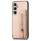 For Samsung Galaxy A56 5G Carbon Fiber Horizontal Flip Zipper Wallet Phone Case(Khaki) - 2