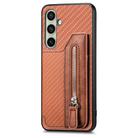 For Samsung Galaxy A56 5G Carbon Fiber Horizontal Flip Zipper Wallet Phone Case(Brown) - 2