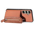 For Samsung Galaxy A56 5G Carbon Fiber Horizontal Flip Zipper Wallet Phone Case(Brown) - 3