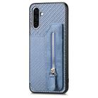 For Samsung Galaxy S25 5G Carbon Fiber Horizontal Flip Zipper Wallet Phone Case(Blue) - 2