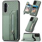 For Samsung Galaxy S25+ 5G Carbon Fiber Horizontal Flip Zipper Wallet Phone Case(Green) - 1