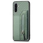 For Samsung Galaxy S25+ 5G Carbon Fiber Horizontal Flip Zipper Wallet Phone Case(Green) - 2