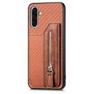 For Samsung Galaxy S25+ 5G Carbon Fiber Horizontal Flip Zipper Wallet Phone Case(Brown) - 2