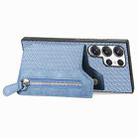 For Samsung Galaxy S25 Ultra 5G Carbon Fiber Horizontal Flip Zipper Wallet Phone Case(Blue) - 2