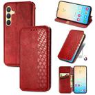For Samsung Galaxy S24 5G Cubic Grid Pressed Magnetic Leather Phone Case(Red) - 1