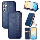 For Samsung Galaxy S24 5G Cubic Grid Pressed Magnetic Leather Phone Case(Blue) - 1