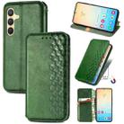 For Samsung Galaxy S24+ 5G Cubic Grid Pressed Magnetic Leather Phone Case(Green) - 1