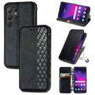 For Samsung Galaxy S24 Ultra 5G Cubic Grid Pressed Magnetic Leather Phone Case(Black) - 1