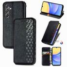 For Samsung Galaxy A15 Cubic Grid Pressed Magnetic Leather Phone Case(Black) - 1