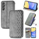 For Samsung Galaxy A15 Cubic Grid Pressed Magnetic Leather Phone Case(Grey) - 1