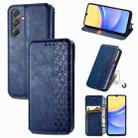 For Samsung Galaxy A15 Cubic Grid Pressed Magnetic Leather Phone Case(Blue) - 1
