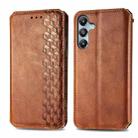 For Samsung Galaxy M14 4G Cubic Grid Pressed Magnetic Leather Phone Case(Brown) - 1