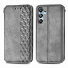 For Samsung Galaxy M14 4G Cubic Grid Pressed Magnetic Leather Phone Case(Grey) - 1