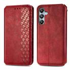 For Samsung Galaxy M14 4G Cubic Grid Pressed Magnetic Leather Phone Case(Red) - 1