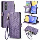 For Samsung Galaxy A15 Geometric Zipper Wallet Side Buckle Leather Phone Case(Purple) - 1