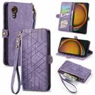 For Samsung Galaxy Xcover 7 Geometric Zipper Wallet Side Buckle Leather Phone Case(Purple) - 1