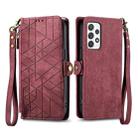 For Samsung Galaxy A53 5G Geometric Zipper Wallet Side Buckle Leather Phone Case(Red) - 1