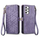 For Samsung Galaxy A53 5G Geometric Zipper Wallet Side Buckle Leather Phone Case(Purple) - 1