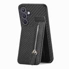 For Samsung Galaxy S24+ 5G Carbon Fiber Vertical Flip Zipper Phone Case(Black) - 1