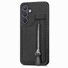 For Samsung Galaxy S24+ 5G Carbon Fiber Vertical Flip Zipper Phone Case(Black) - 2