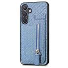 For Samsung Galaxy S24+ 5G Carbon Fiber Vertical Flip Zipper Phone Case(Blue) - 2
