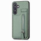 For Samsung Galaxy S24+ 5G Carbon Fiber Vertical Flip Zipper Phone Case(Green) - 2