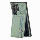 For Samsung Galaxy S24 Ultra 5G Carbon Fiber Vertical Flip Zipper Phone Case(Green) - 1