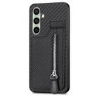 For Samsung Galaxy A36 Carbon Fiber Vertical Flip Zipper Phone Case(Black) - 2