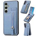 For Samsung Galaxy A36 Carbon Fiber Vertical Flip Zipper Phone Case(Blue) - 1