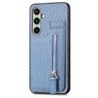 For Samsung Galaxy A36 Carbon Fiber Vertical Flip Zipper Phone Case(Blue) - 2