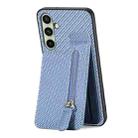 For Samsung Galaxy A36 Carbon Fiber Vertical Flip Zipper Phone Case(Blue) - 3
