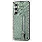 For Samsung Galaxy A36 Carbon Fiber Vertical Flip Zipper Phone Case(Green) - 2