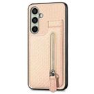 For Samsung Galaxy A36 Carbon Fiber Vertical Flip Zipper Phone Case(Khaki) - 2