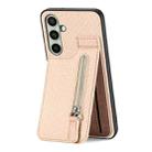 For Samsung Galaxy A36 Carbon Fiber Vertical Flip Zipper Phone Case(Khaki) - 3