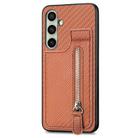 For Samsung Galaxy A36 Carbon Fiber Vertical Flip Zipper Phone Case(Brown) - 2