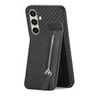 For Samsung Galaxy A56 5G Carbon Fiber Vertical Flip Zipper Phone Case(Black) - 3