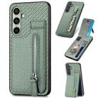 For Samsung Galaxy A56 5G Carbon Fiber Vertical Flip Zipper Phone Case(Green) - 1