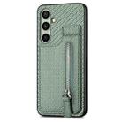 For Samsung Galaxy A56 5G Carbon Fiber Vertical Flip Zipper Phone Case(Green) - 2