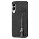 For Samsung Galaxy S25 Edge 5G Carbon Fiber Vertical Flip Zipper Phone Case(Black) - 2