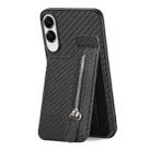 For Samsung Galaxy S25 Edge 5G Carbon Fiber Vertical Flip Zipper Phone Case(Black) - 3
