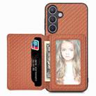 For Samsung Galaxy S24 5G Carbon Fiber Magnetic Card Wallet RFID Blocking Phone Case(Brown) - 1