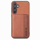 For Samsung Galaxy S24+ 5G Carbon Fiber Magnetic Card Wallet RFID Blocking Phone Case(Khaki) - 2