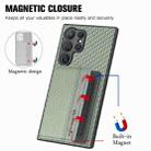 For Samsung Galaxy S24 Ultra 5G Carbon Fiber Magnetic Card Wallet RFID Blocking Phone Case(Green) - 3